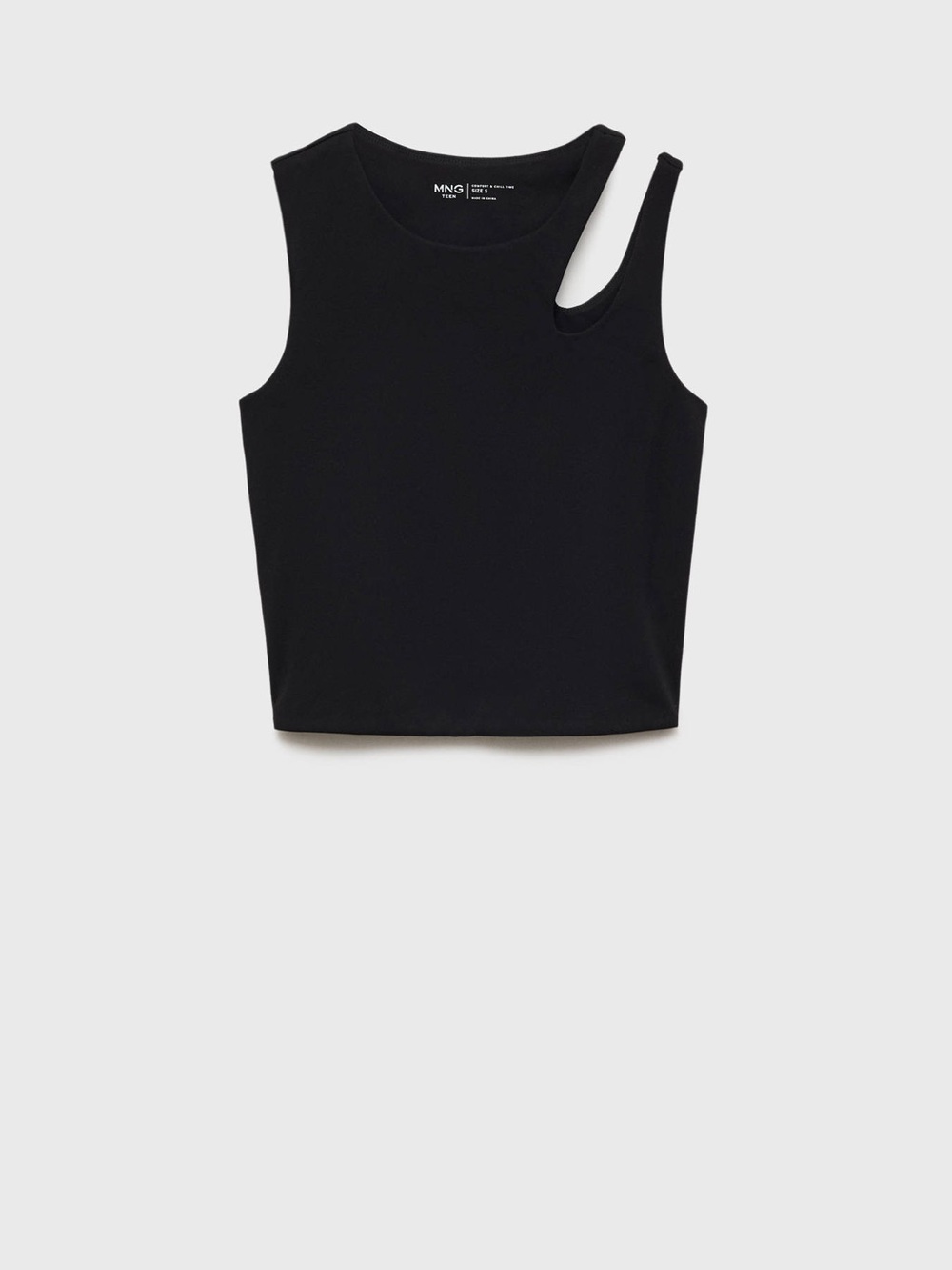 Mango Black One-Shoulder Cutout Tank Top